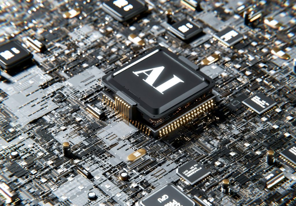 AIの文字が上に載ったコンピュータチップ画像