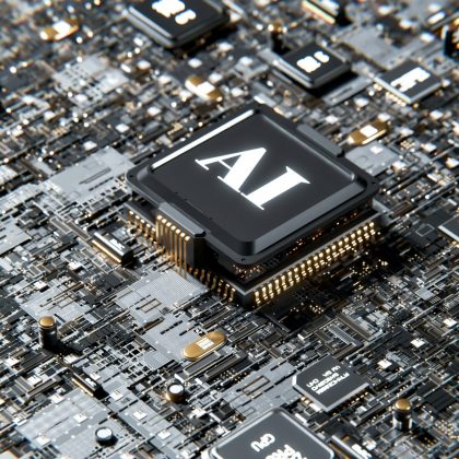AIの文字が上に載ったコンピュータチップ画像